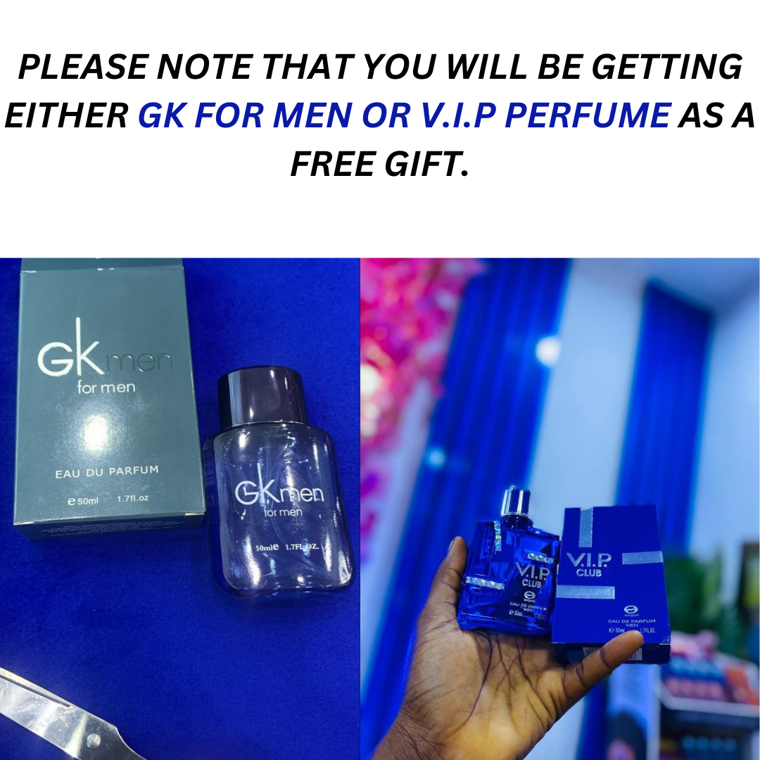 PLEASE NOTE THAT YOU WILL BE GETTING EITHER GK FOR MEN OR V.I.P PERFUME AS A FREE GIFT.